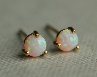 Opal Stud Earrings, Tiny Opal Studs, Delicate Earrings, October Birthstone Earrings, Earrings for Daughter, TINY OPAL STUDS Type 1