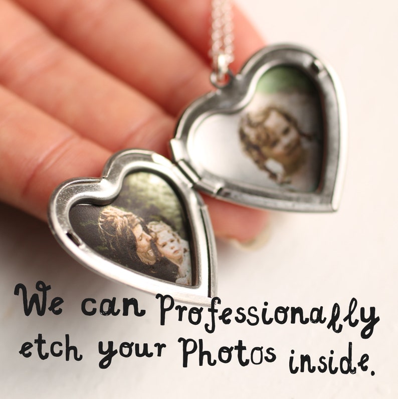 Zilveren medaillon HALSKETTING met foto's, gepersonaliseerd hart medaillon, dochter cadeau, gepersonaliseerde ketting, kindercadeau, ZILVEREN MED HART afbeelding 3