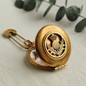 Personalisierte Hochzeit Foto Locket Pin: Brautstrauß Charme, schottische keltisches Geschenk für ihn, LKGP-26