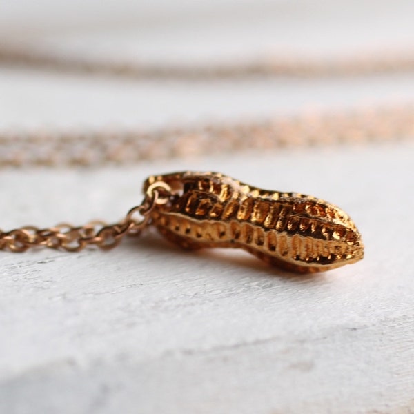 Peanut Necklace ... Vintage Gold Charm with Fine Chain