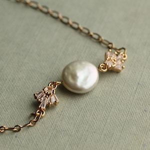 Pearl Art Deco Necklace, Bridal Bridesmaid Necklace, Wedding Jewelry, Gift for Bridesmaid, Ivory Necklace, Victorian Antique Pearl Necklace