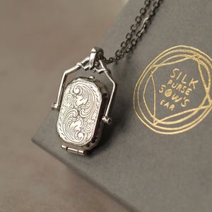 Sterling Silver Victorian Photo Locket : Personalized Memorial Necklace Pendant LKST-7 image 12