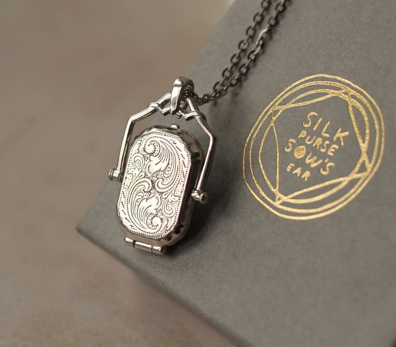 Sterling Silver Victorian Photo Locket : Personalized Memorial Necklace Pendant LKST-7 image 12