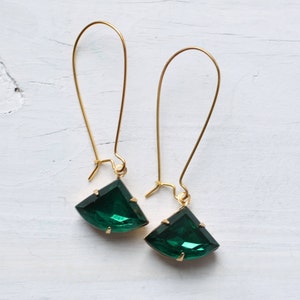 Emerald Green Art Deco Earrings, Vintage Deco Earrings, May Birthstone, Emerald Gift, May Birthday Gift, EMERALD DECO EARRINGS image 7