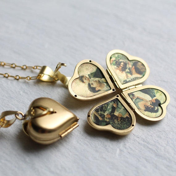 Gold Heart Locket Pendant Necklace