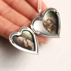 Personalized Sterling Silver Photo Locket Necklace, Silver Heart Locket with Engraving, LKST-21
