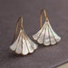 Pearl Drop Earrings, Art Deco Bridal Earrings, Wedding Earrings Bridesmaid, Fan White Earrings, Modern Bridal Pearl, MOP FAN EARRINGS 
