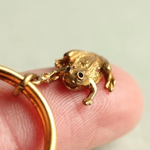 Tiny Brass Frog Keychain: Miniature Good Luck Charm