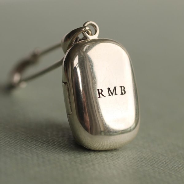 Personalized Sterling Silver Photo Locket Brooch: Bridal Bouquet Pin, Memorial Gift for Wedding, LKST-20