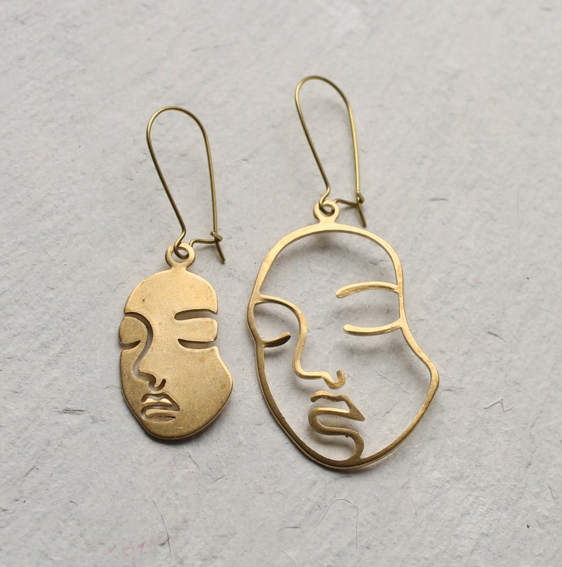 Face Earrings Abstract Earrings Picasso Earrings Mismatched Etsy UK