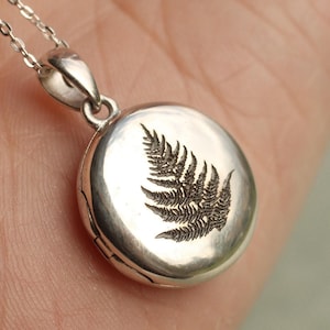 Collier médaillon fougère en argent sterling : bijoux photo personnalisés, LKST-8