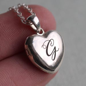 Sterling Silver Personalized Heart Locket Necklace: Engraved Photo Pendant, LKST-18