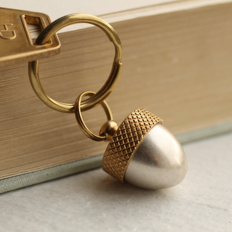 Gepersonaliseerde Acorn sleutelhanger, uniek cadeau voor vaders man opa mannen, vrienden, housewarming cadeau, eekhoorn sleutelhanger cadeau, VV ACORN SLEUTELHANGER afbeelding 2