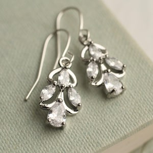 Art Nouveau Bridal Earrings: Dainty Feminine Silver Dangles