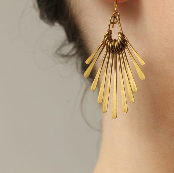 Gold Fringe Statement Chandelier Earrings: Bohemian Earrings