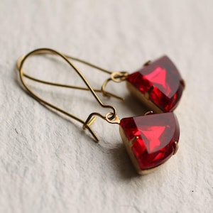 Ruby Art Deco Earrings, Red Garnet Earrings, Jewel Earrings, Garnet Earrings, July Birthday Gift,  January Birthstone, RUBY DECO EARRINGS