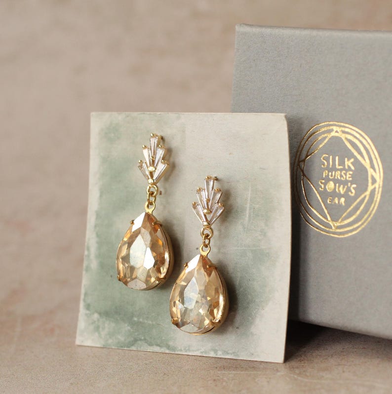 Art Deco Brautohrringe: Vintage Glaskristall, 1920er Jahre Schmuck Bild 4