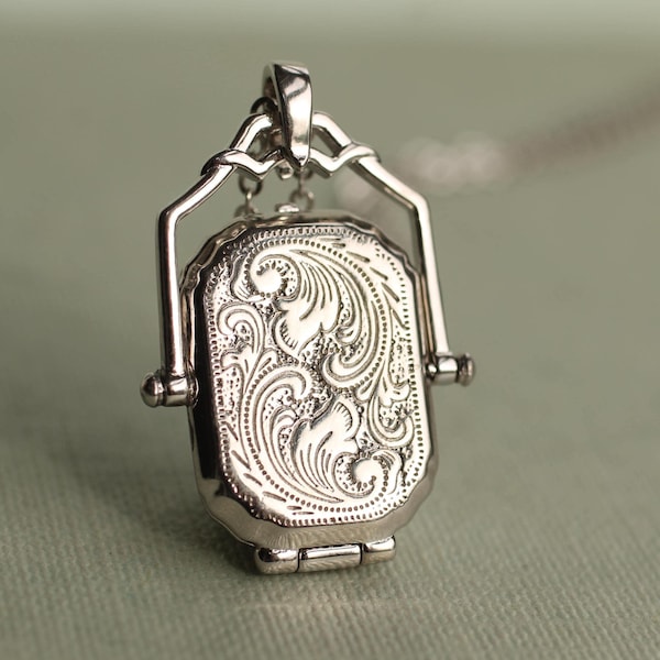 Sterling Silver Victorian Photo Locket : Personalized Memorial Necklace Pendant LKST-7