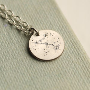 Sterling Silver Zodiac Star Sign Necklace, Tiny Charm Necklace, Personalised Constellation Gift, Astrology Jewelry Gift, TINY ZODIAC DISC image 9