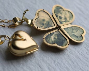 Collier médaillon avec photos, médaillon pliant avec images, 4 photos, médaillon coeur, médaillon personnalisé personnalisé, collier commémoratif, F&F