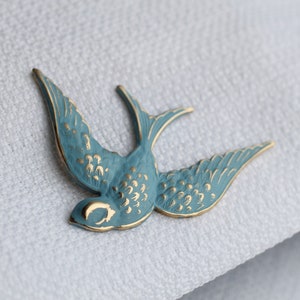 Swallow Bird Brooch, Sky Blue Bird, Bluebird Brooch, Pin Badge Cornflower Blue 1950S Fifties Retro Brooch, FEATHERED BIRD BROOCH image 1