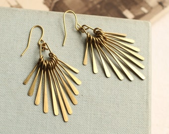 Gold Art Deco Earrings, Gold Brass Fringe Earrings, Bohemian Earrings, Gold Chandelier Earrings, Statement Earrings DECO FRINGE EARRINGS