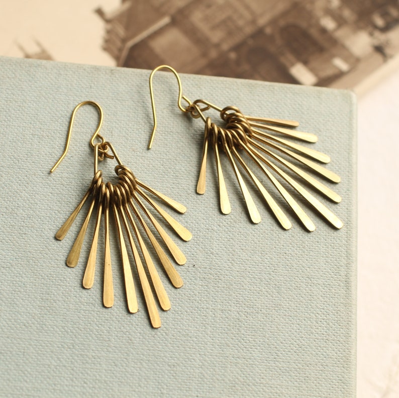 Gold Art Deco Earrings, Gold Brass Fringe Earrings, Bohemian Earrings, Gold Chandelier Earrings, Statement Earrings DECO FRINGE EARRINGS image 1