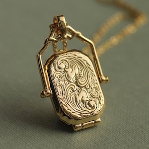 Collana con medaglione vittoriano in oro: ciondolo con foto personalizzata, regalo commemorativo LKVM-7