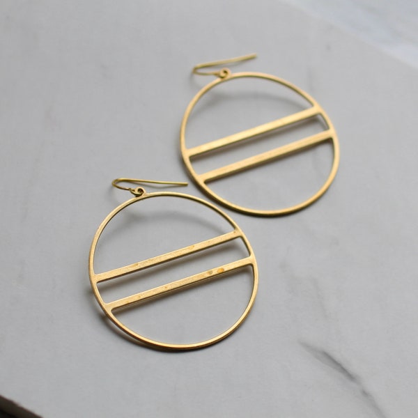 Modern Hoop Earrings, Geometric Minimalist Earrings, Gold Circle Earrings, Minimalist Gifts, Gift for Women, MODERN HOOP EARRINGS (Sketch)