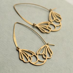 Art Nouveau Floral Hoop Earrings: Gold Chandelier Statement Jewelry