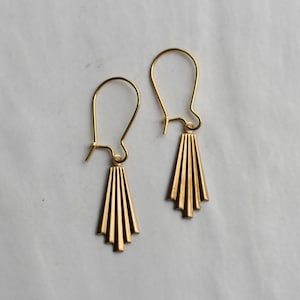 Gold Art Deco Earrings, Art Nouveau Earrings, Gold Drop Earrings, Gift for Women, Geometric Chrysler Vintage Modern CHRYSLER EAR image 5