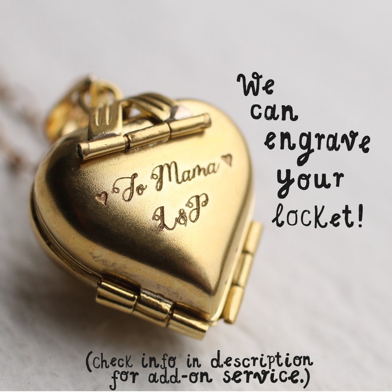 Photo Locket Necklace, Personalized Heart Locket, Personalized Gift for Mother's Day, Gold Engraved Necklace, Memorial Necklace Locket, F&F image 5