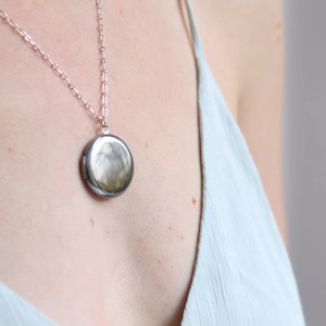 Personalized Silver Photo Locket Necklace: Engraved Memorial Gift, LKSP-30