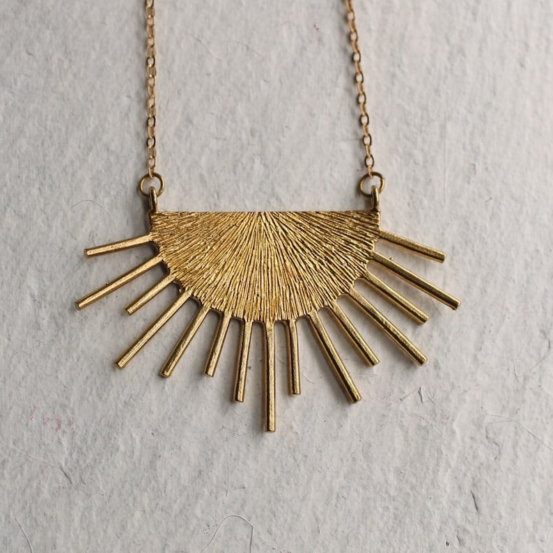 Sun Necklace Art Deco Necklace Sunburst Necklace Geometric