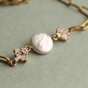 Pulsera de perlas Art Déco: joyería nupcial con perlas de agua dulce de cristal de la década de 1920