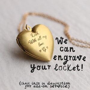 Engraved Necklace Locket with Photos, Gold Heart Necklace, Daughter Gift, Personalised Name Necklace, Child's Necklace, MED HEART LOCKET image 3