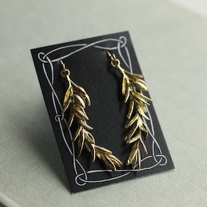 Rosemary Leaf Earrings, Gold Leaf Earrings, Twig Branch Earrings, Nature Plant Leaf Eearrings, Meadow Wildflower Earrings, ROSEMARY EARRINGS image 4