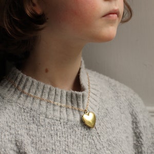 Hart ketting medaillon met foto's, gouden hart ketting, dochter moeder cadeau, gepersonaliseerde naam ketting, kinderketting, MED HART MEDABEL afbeelding 2