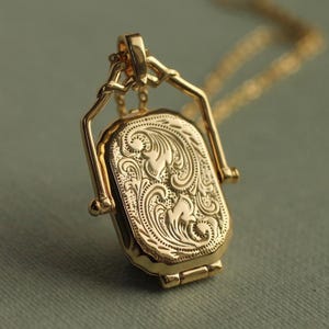 Gold Viktorian Medaillon Halskette: Personalisierte Foto Anhänger Erinnerungsgeschenk LKVM-7