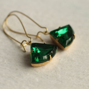 Emerald Green Art Deco Earrings, Vintage Deco Earrings, May Birthstone, Emerald Gift, May Birthday Gift, EMERALD DECO EARRINGS image 8