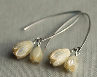 Snowdrop Earrings: Mother of Pearl Flower Jewelry
