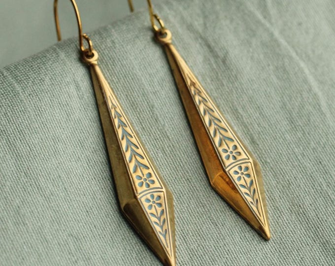 Blue Forget Me Not Earrings: Gold Every Day Drop Jewellery, Gift for Girlfriend