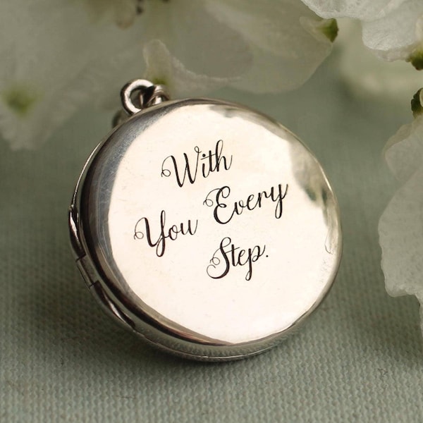 Sterling Silver Personalized Bridal Bouquet Charm, Photo Locket Brooch Pin for Wedding, Boutonniere, LKST-64