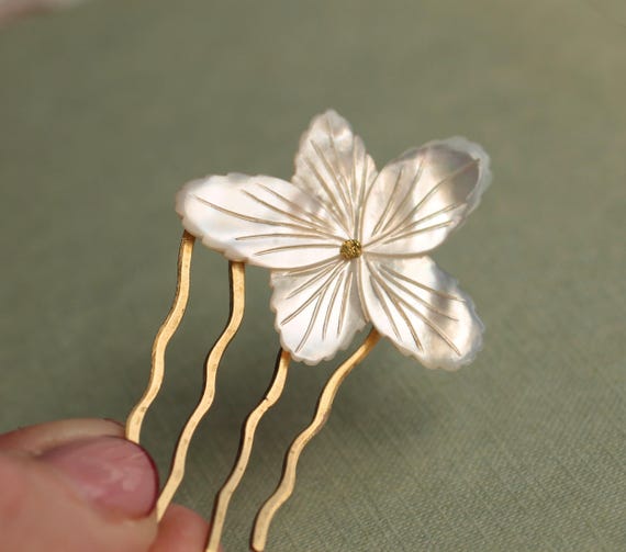 Art Deco Mother of Pearl Bridal Hair Comb: Vintage 1920s  display picture 1