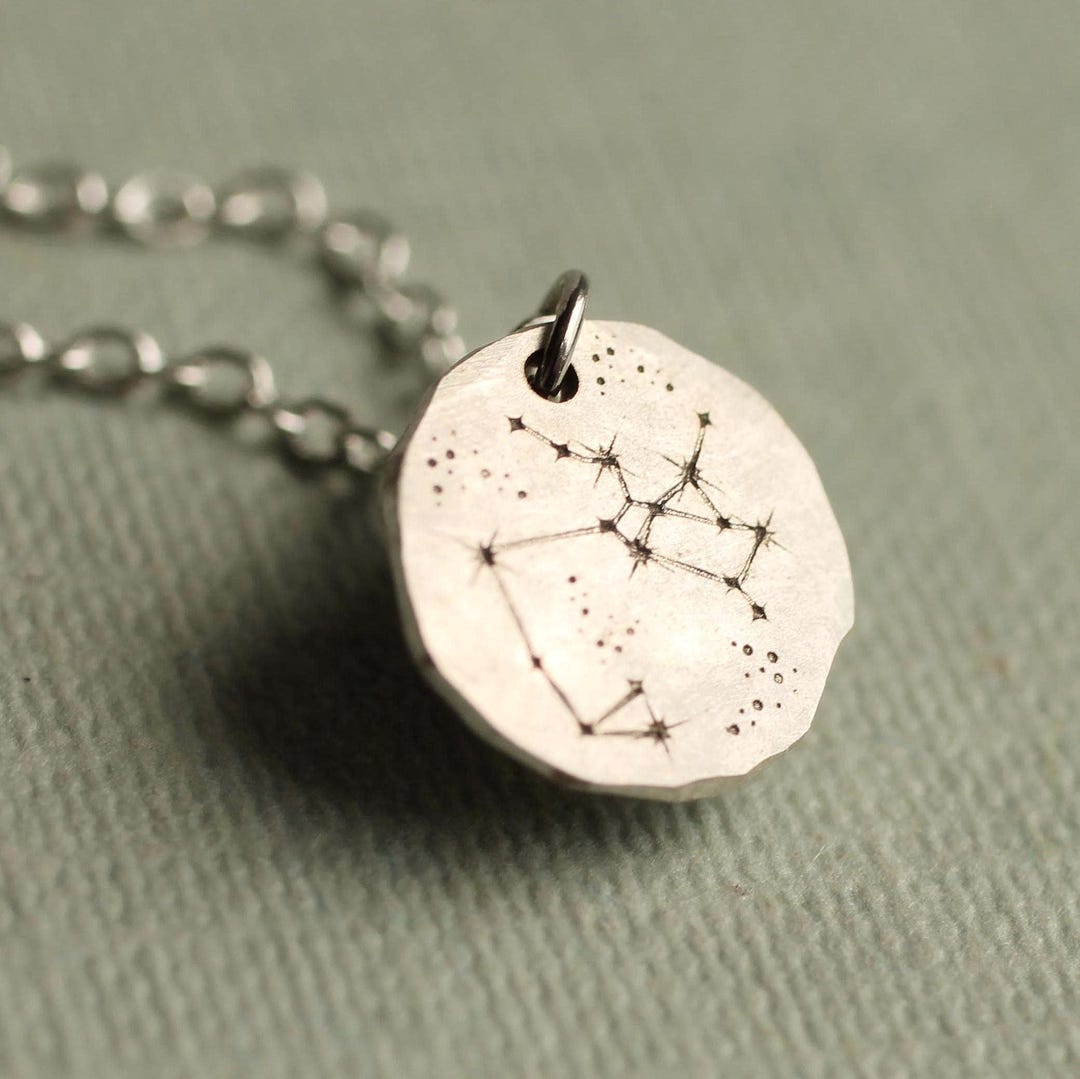 Sterling Silver Zodiac Pendant Necklace: Dainty Star Sign Charm - Etsy