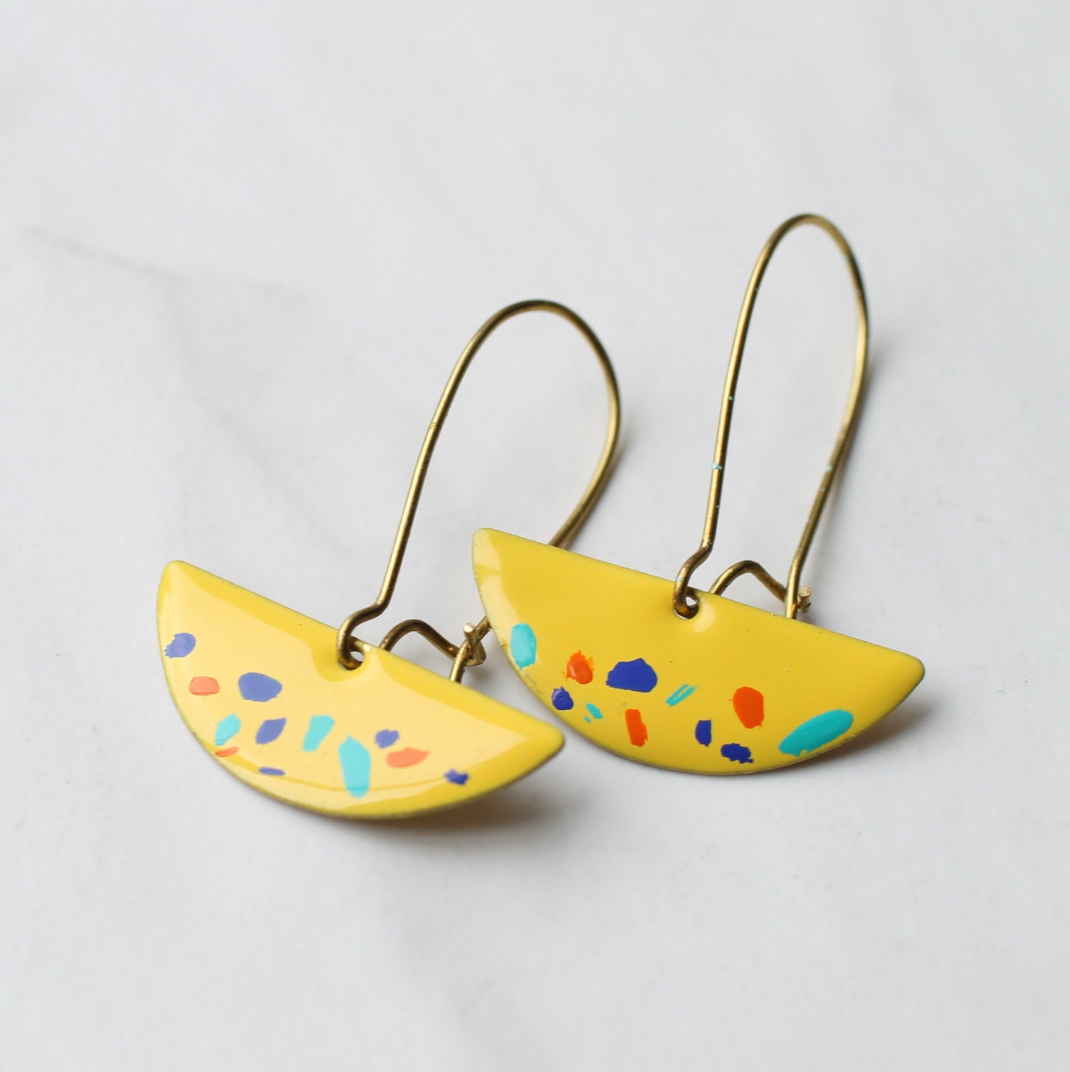 Pop Art Earrings Yellow Earrings 80s Earrings Eighties Etsy