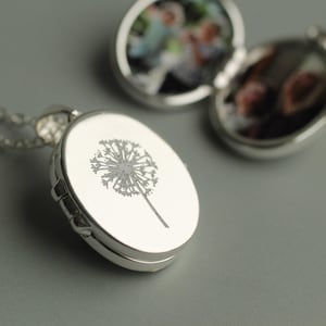 Medaglione personalizzato in argento con dente di leone, medaglione inciso con foto, LKSP-28