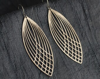 Silver Art Nouveau Earrings, Modern Geometric Teardrop Earrings, Long Statement Drop Earrings, Gift for Women, SILVER NOUVEAU EARRINGS