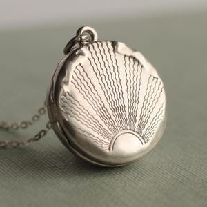 Sterling Silber Art Deco Medaillon: Personalisierte antike Foto Anhänger Halskette, Erinnerungsgeschenk, LKST-220