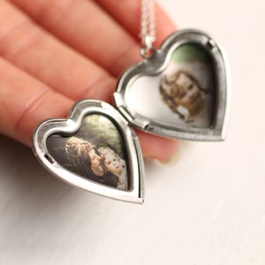 Collana con medaglione d'argento con foto, medaglione cuore personalizzato, regalo per figlia, collana personalizzata, regalo per bambini, CUORE ARGENTO MED immagine 1